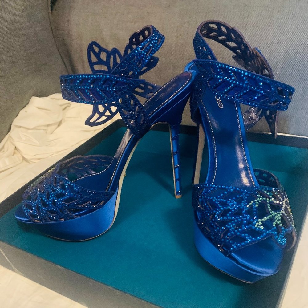 Sergio Rossi Blue Satin Chloris Swarovski Heel